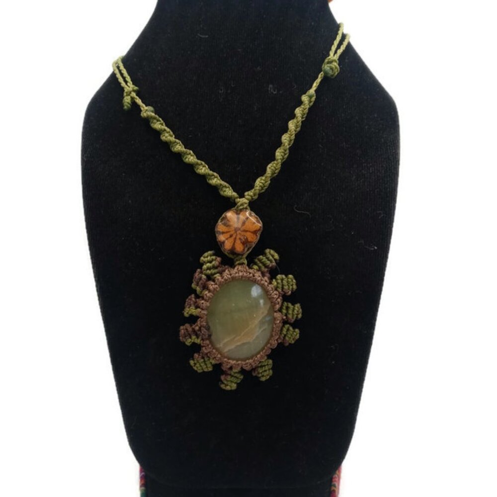 Adjustable Woven Macram Thread Necklace With Natu… - image 3